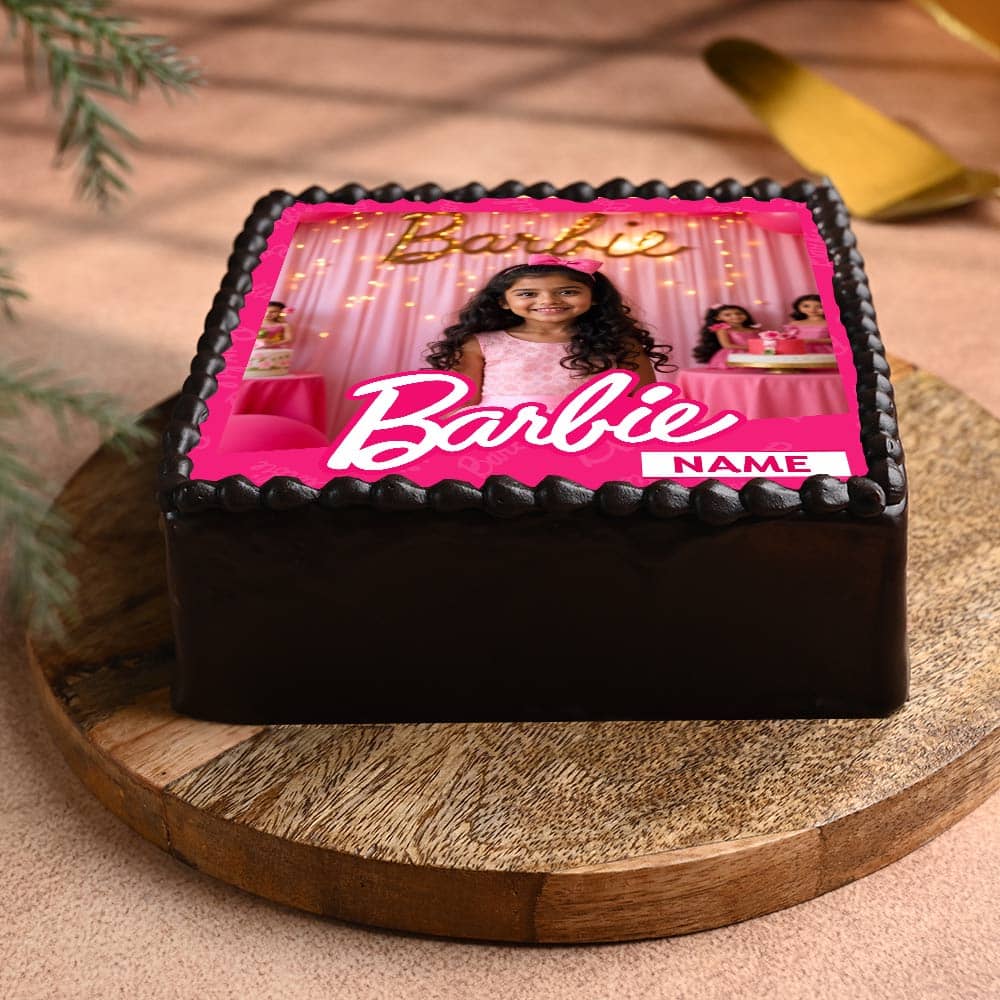 Side View of Barbie Bash Photo Cake