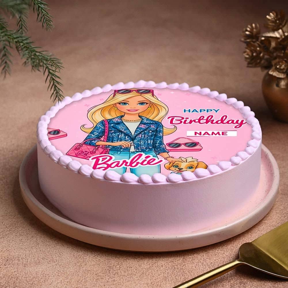 Front View of Barbie Birthday Cake