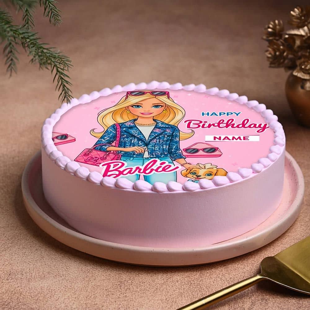 Side View of Barbie Birthday Cake