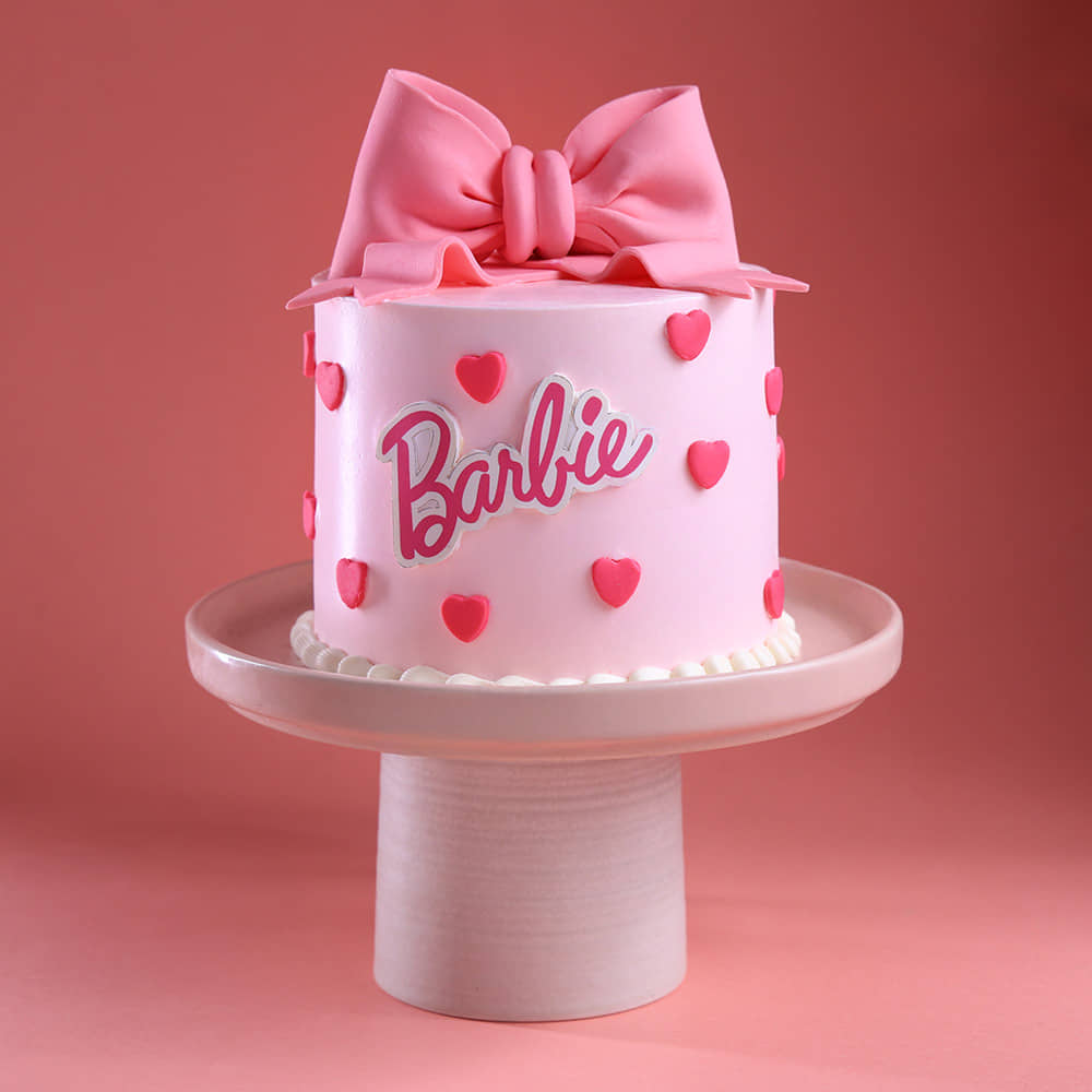 Side View of Beautiful Bow Barbie Cake