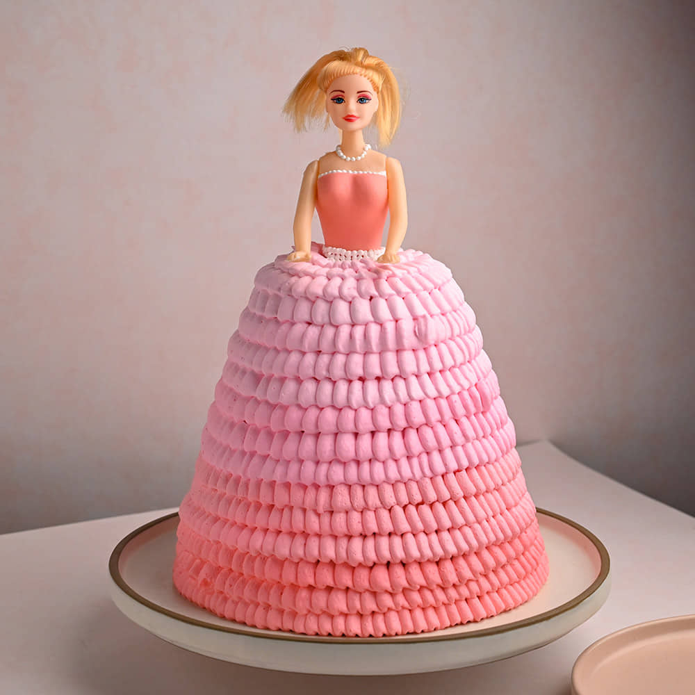Front View of Princess Barbie Gown Cake