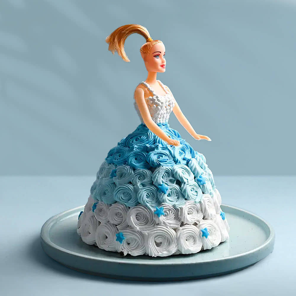Side View of Barbie Floral Gown Cake