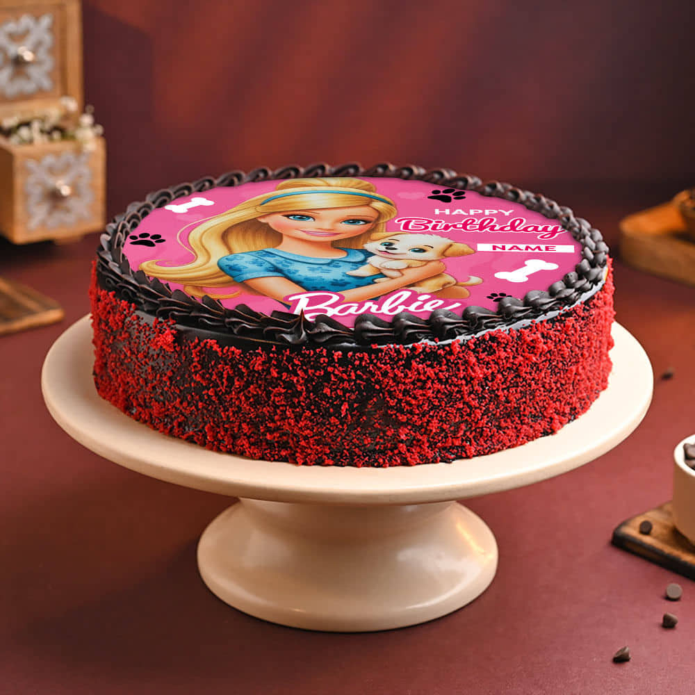 Side View of Barbie Dream Birthday Photo Cake