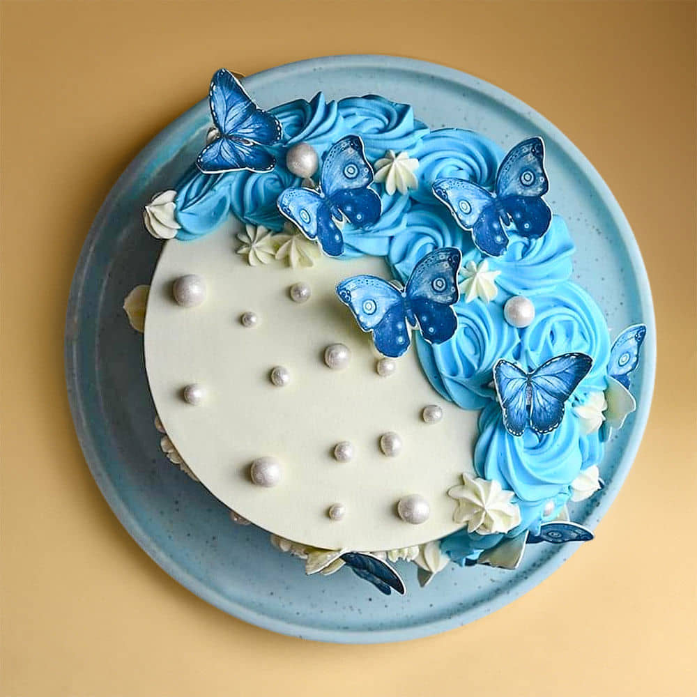 Top View Beautiful Butterfly Theme Cake