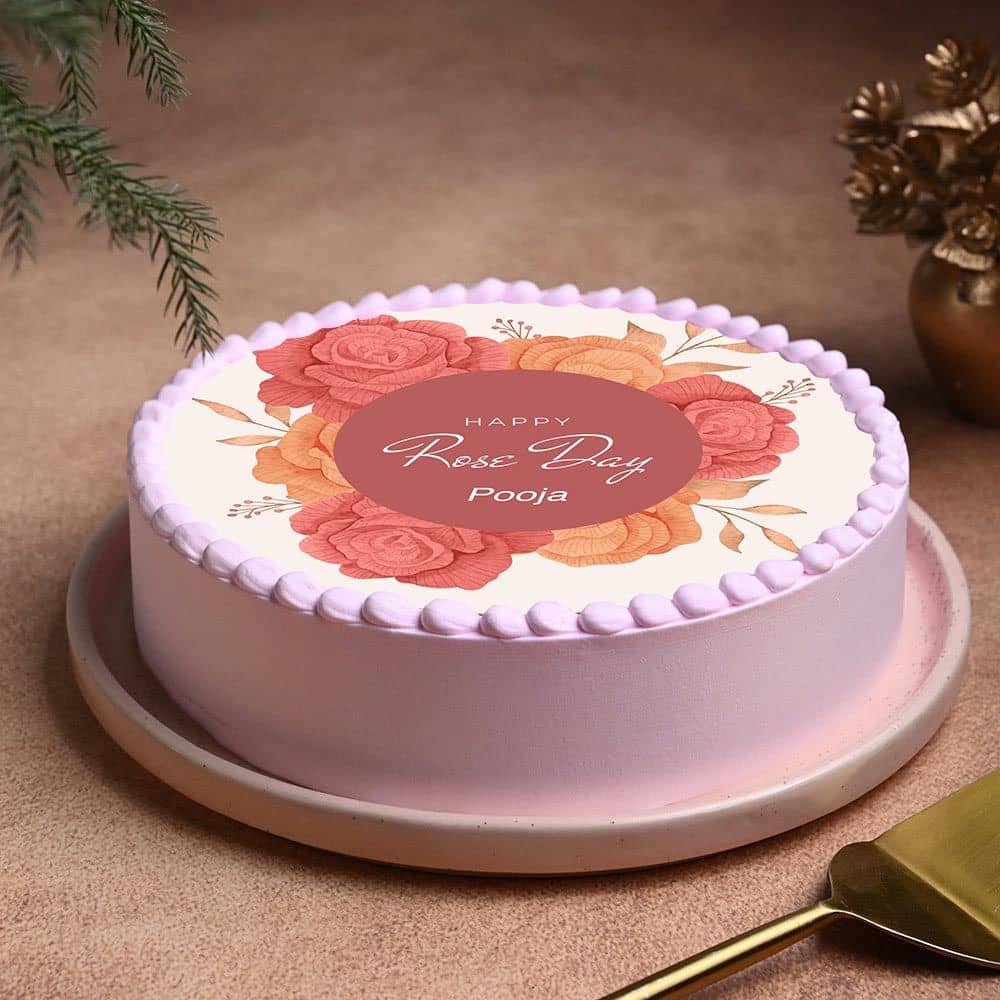 Blossom Rose Day Cake Front View of Blossom Rose Day Cake