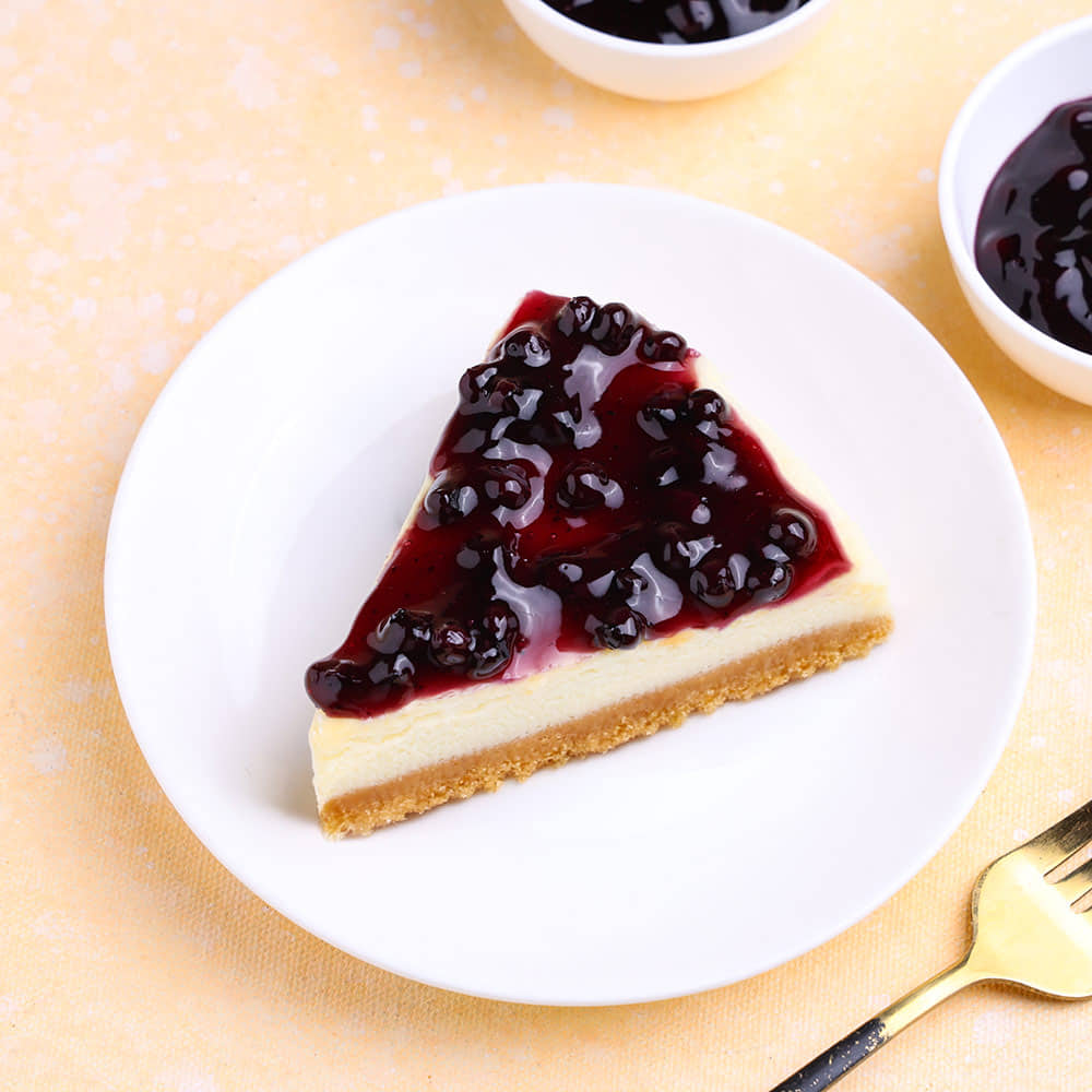 Front View of Blueberry Cheesecake Slice