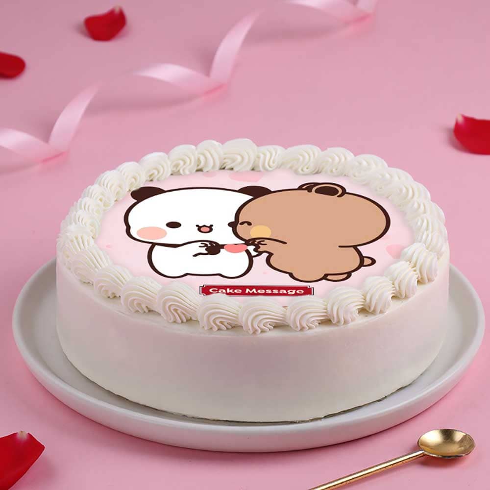 Front Angled View of Bubu Dudu Kiss Day Cake