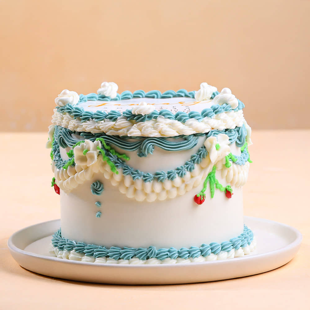 Side Angled View of Calendar Vintage Fire Cake