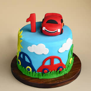 Vibrant Cars Birthday Cake Car Theme Fondant Cake