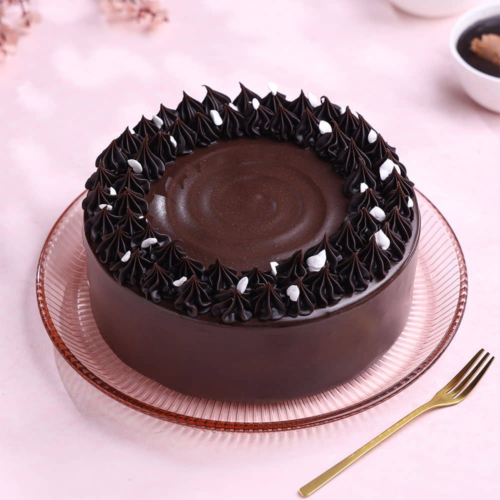 Top View of Chocolate Truffle Symphony Cake