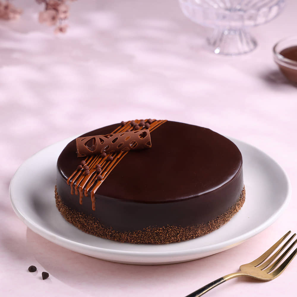 Front View of Rich Chocolate Truffle Cake