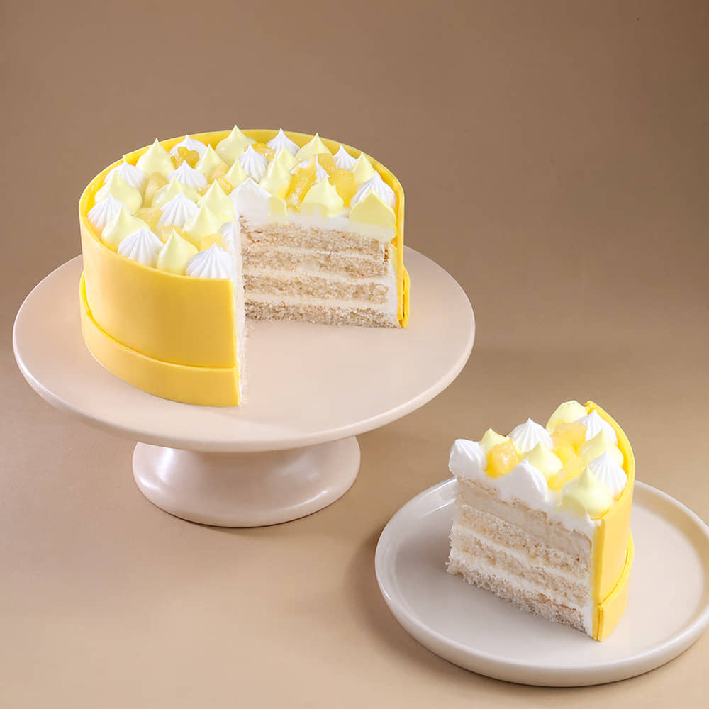 Sliced View of Creamy Pineapple Cake
