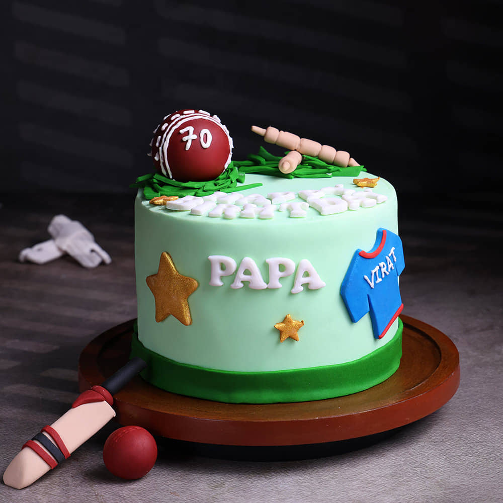 Cricket Fan Theme Birthday Cake Side View Of Cricket Fever Cake