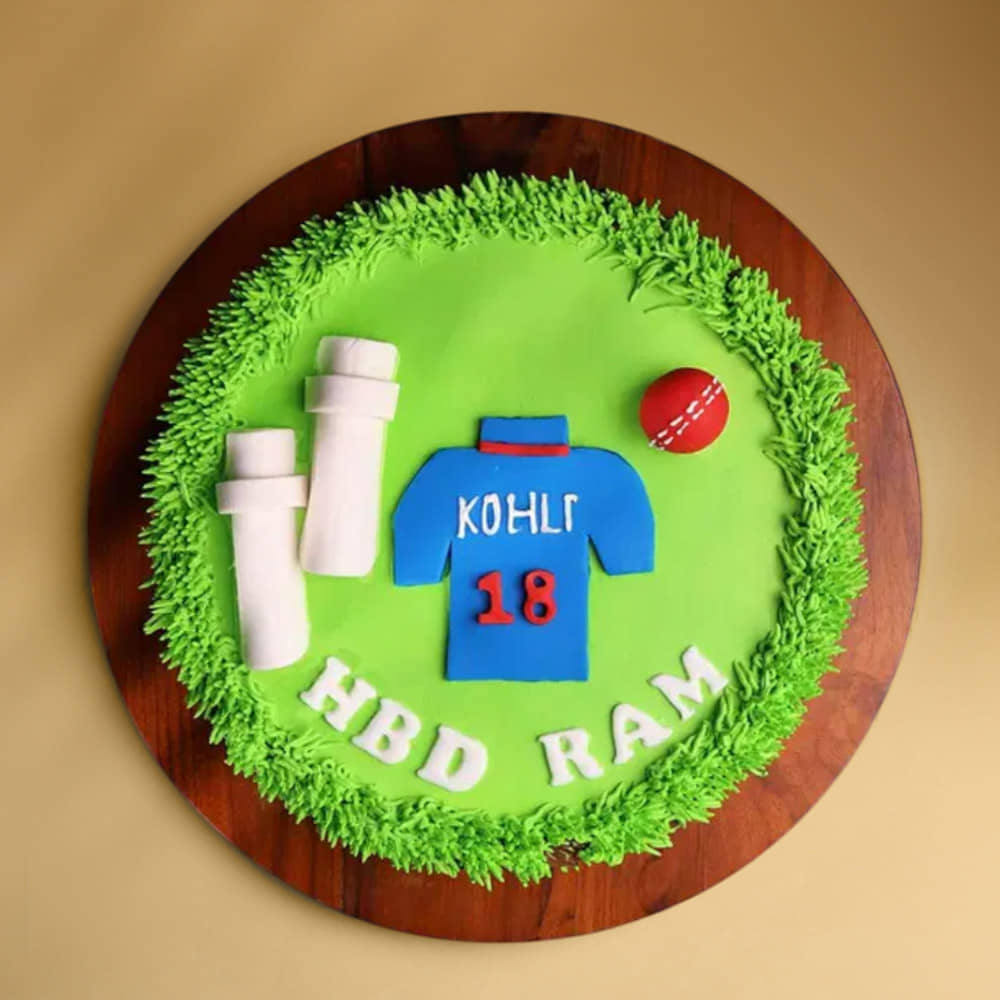 Bowler Praise Cricket Theme Cake Side View of Cricket KitKat Cake