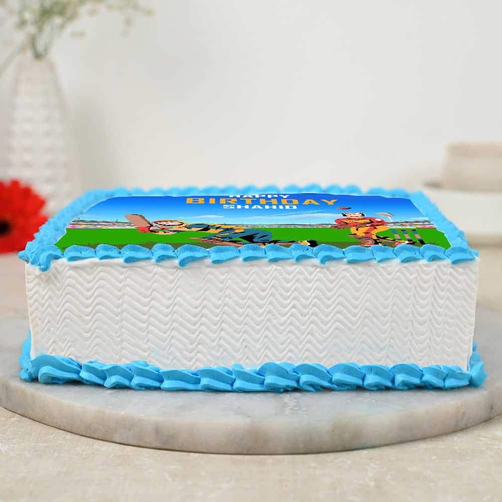 Cricket Fever Photo Theme Cake