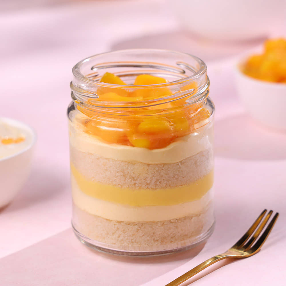 Side View of Classic Mango Jar Cake