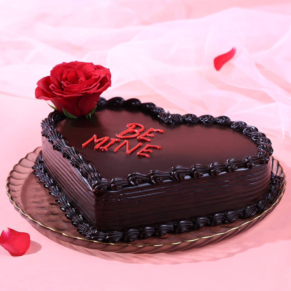Hearty Chocolate Truffle Cake Front View of Double Heart Choco Truffle Cake