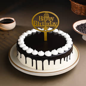 Chocolate Truffle Drip Cake With Happy Birthday Topper