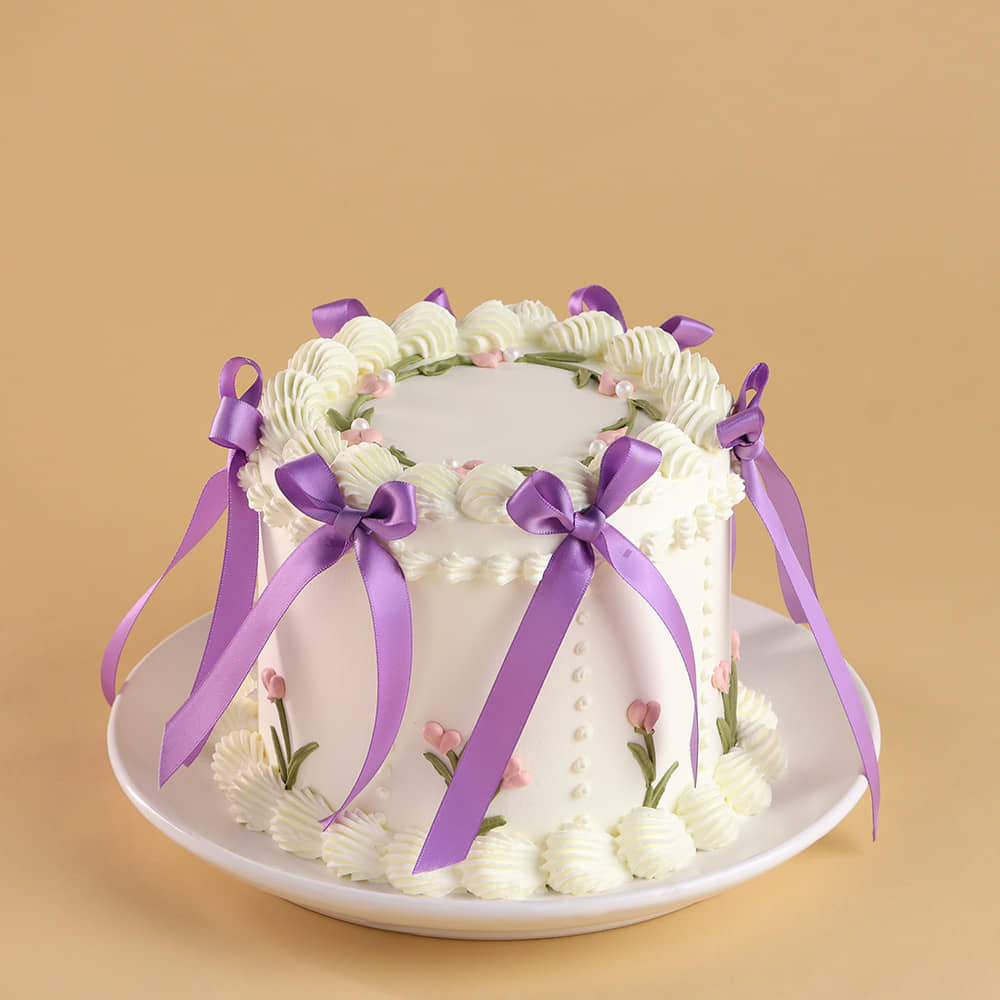 Floral Swirls Ribbon Cake