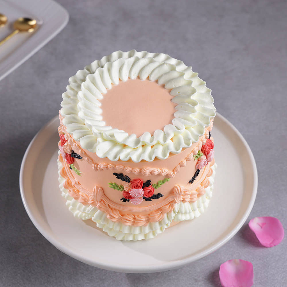 Floral Vintage Cake Top View of Floral Vintage Cake