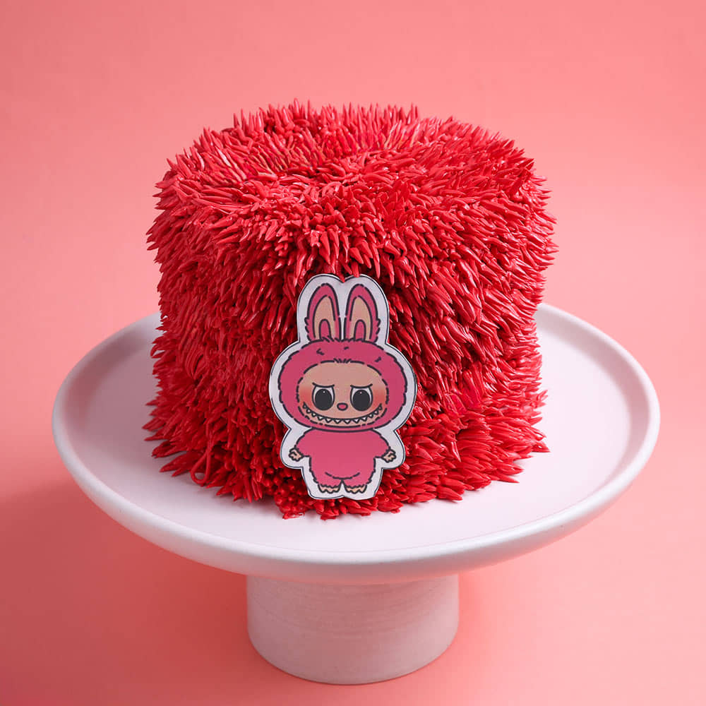Fluffy Labubu Fur Cake Red Clour Labubu Fur Cake