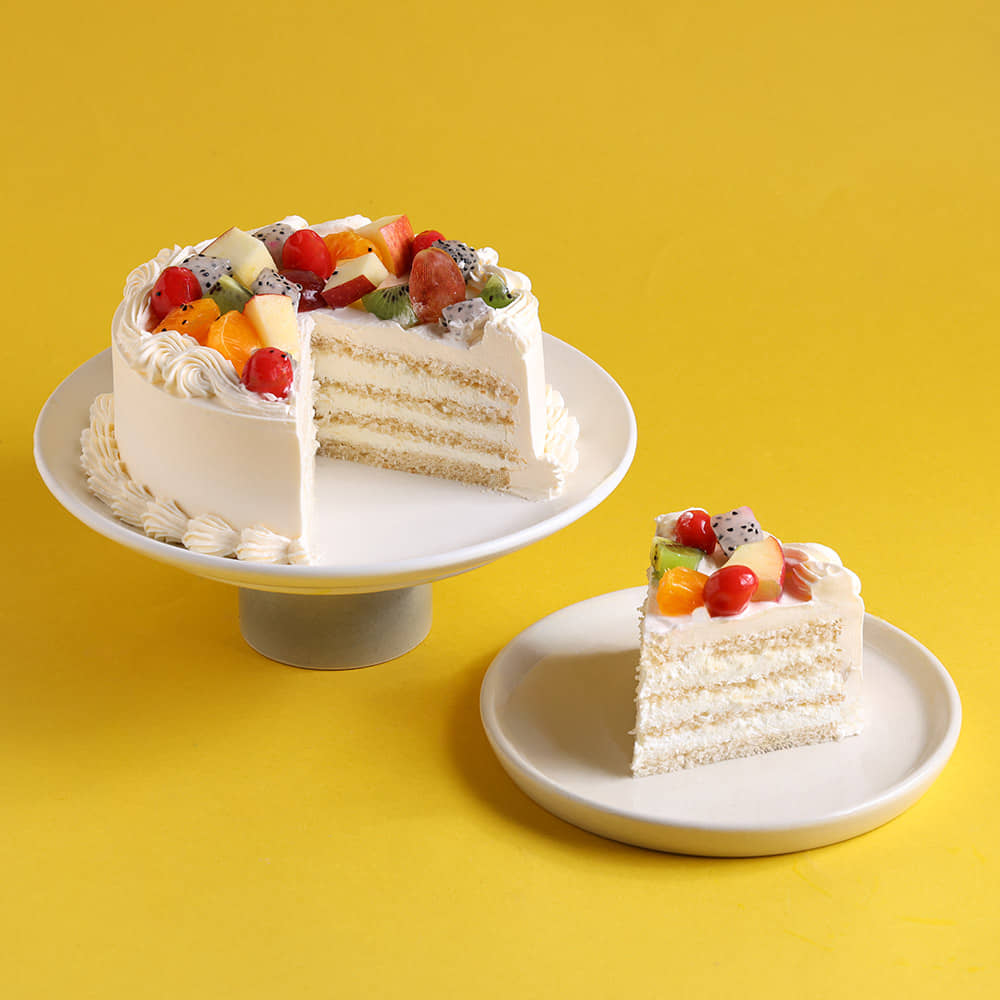 Sliced View of Fruit Melody Cake