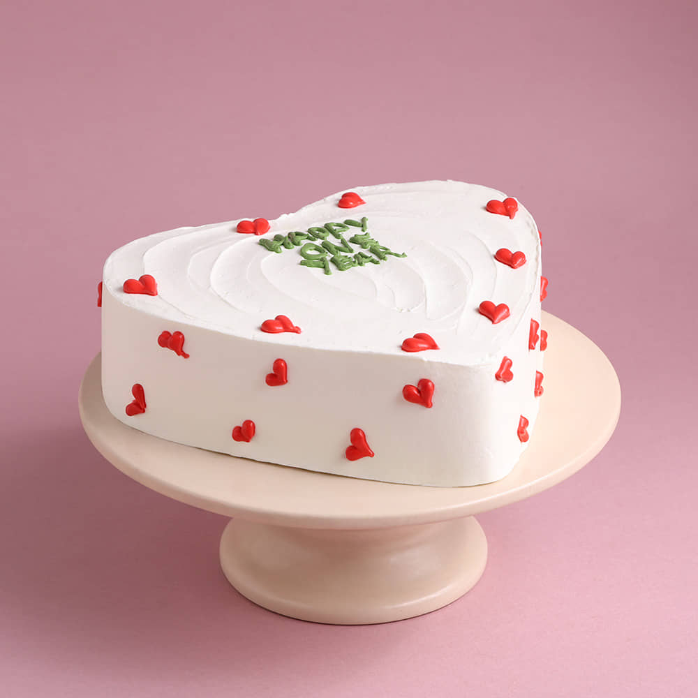 Top View of One Year Heart Pineapple Cake