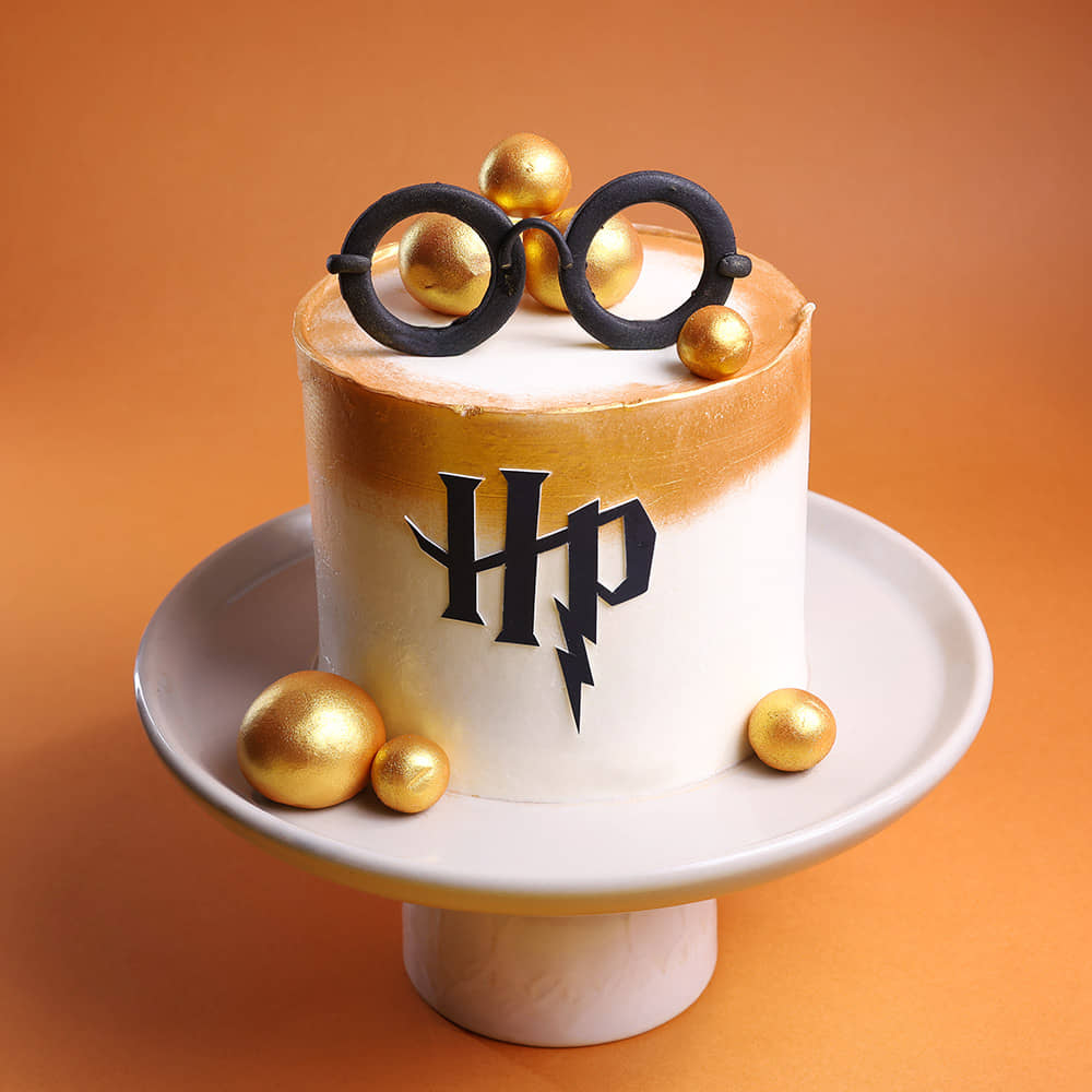 Harry Potter Charm Cake Harry Potter Cake with Glasses and Gold Balls