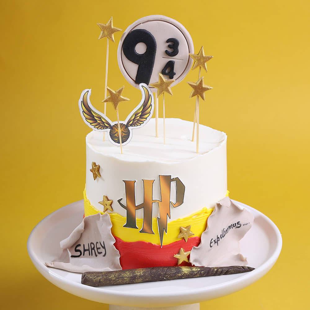 Harry Potter Wizard Fantasy Cake Harry Potter Cake with Wand and Topper