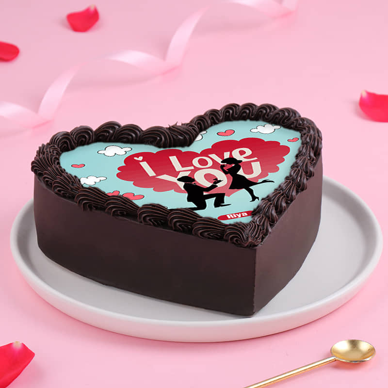 Heartfelt I Love You Photo Cake Side View of Heartfelt I Love You Photo Cake