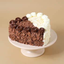 Heart Shape Double Delight Cake Black N White Forest Cake for Anniversary