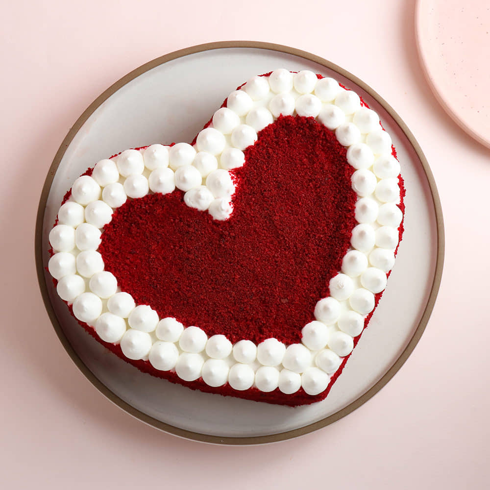 Heart Shape Red Velvet Crumb Cake Top View Heart Shaped Red Velvet Cake