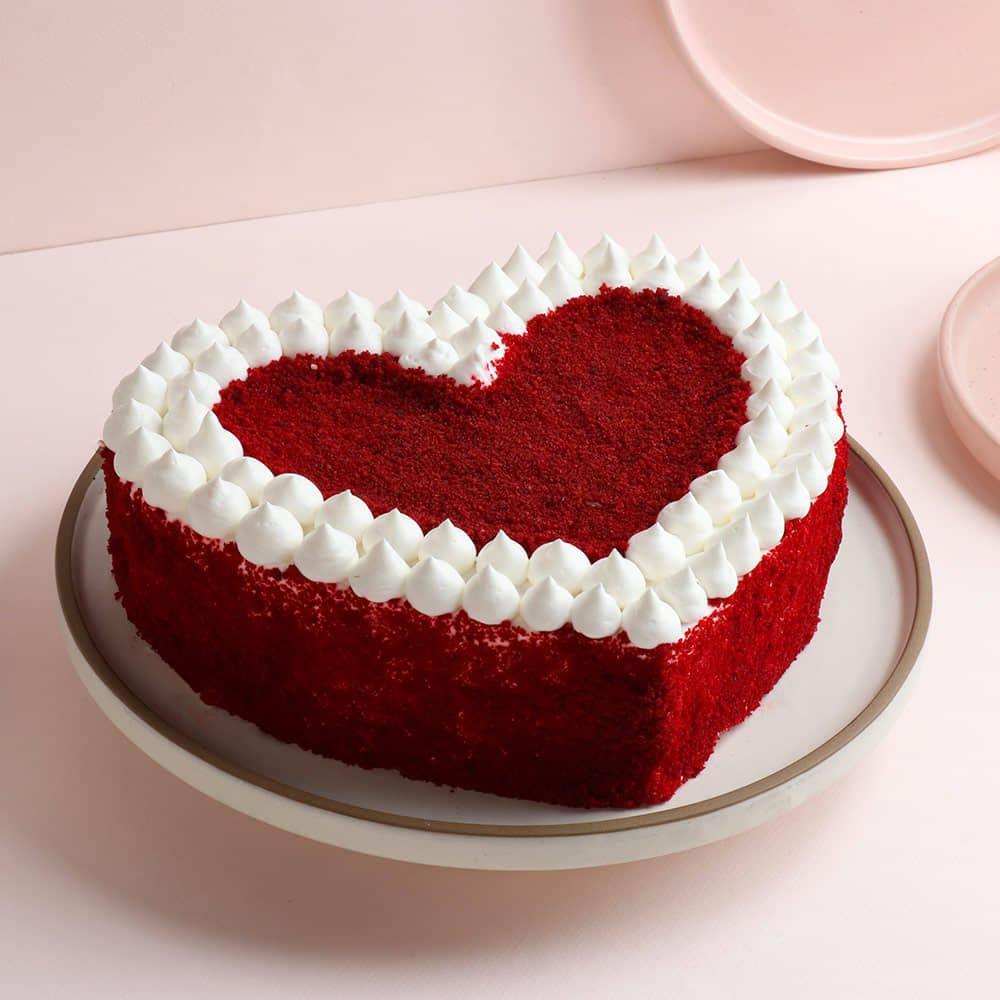 Heart Shape Red Velvet Crumb Cake Front View Heart Shaped Red Velvet Cake for Anniversary