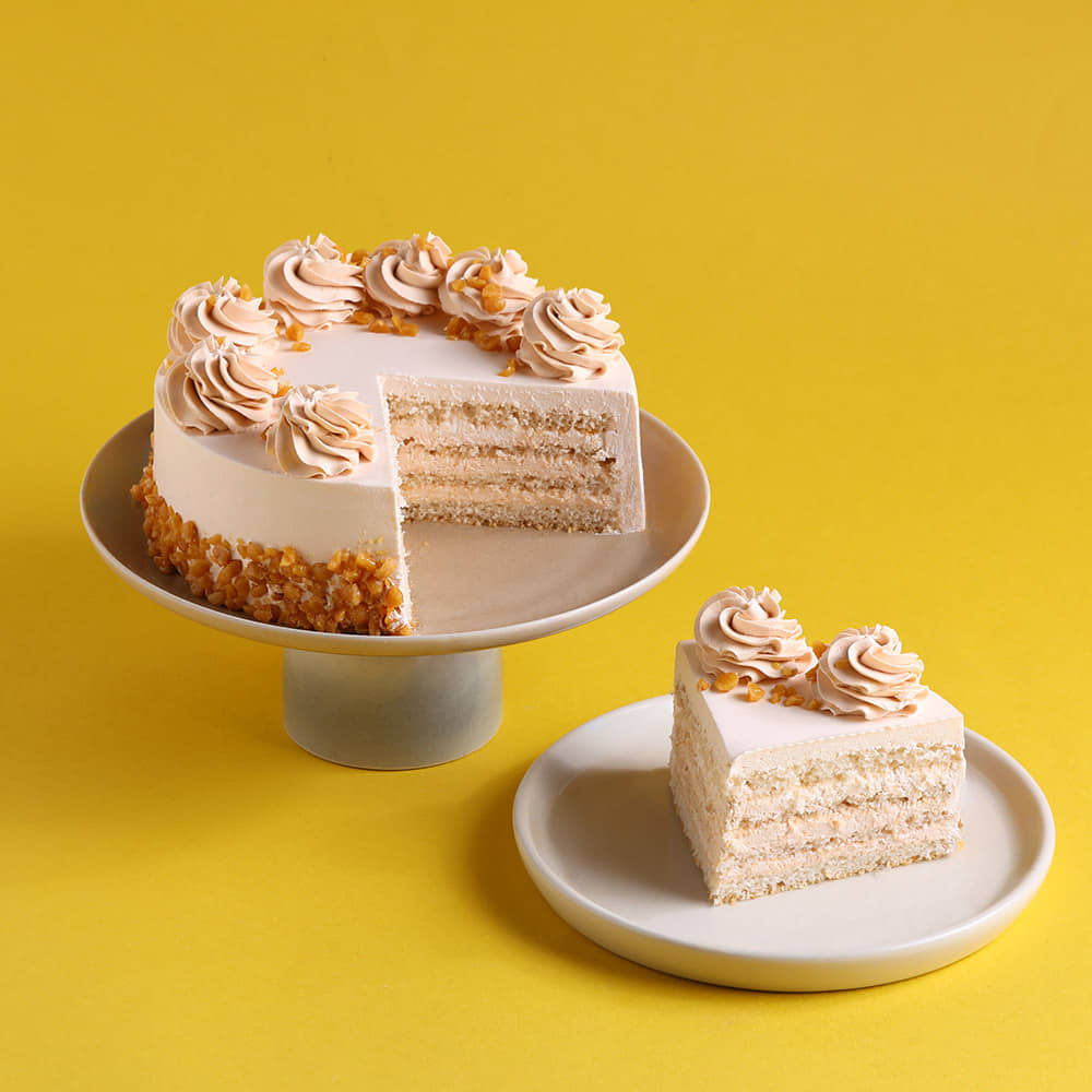 Sliced View Butterscotch Crunch Designer Cake