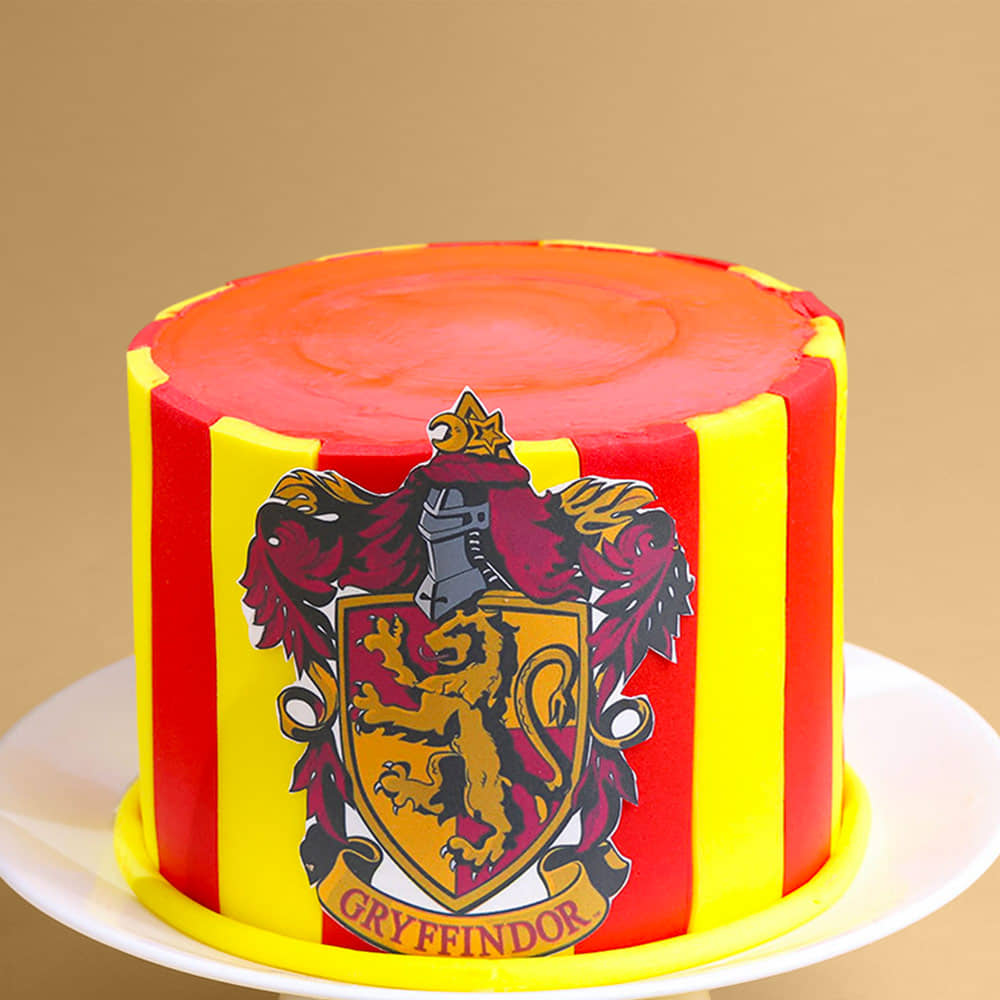 Hogwarts Gryffindor House Cake Red and Yellow Cake with Gryffindor Crest