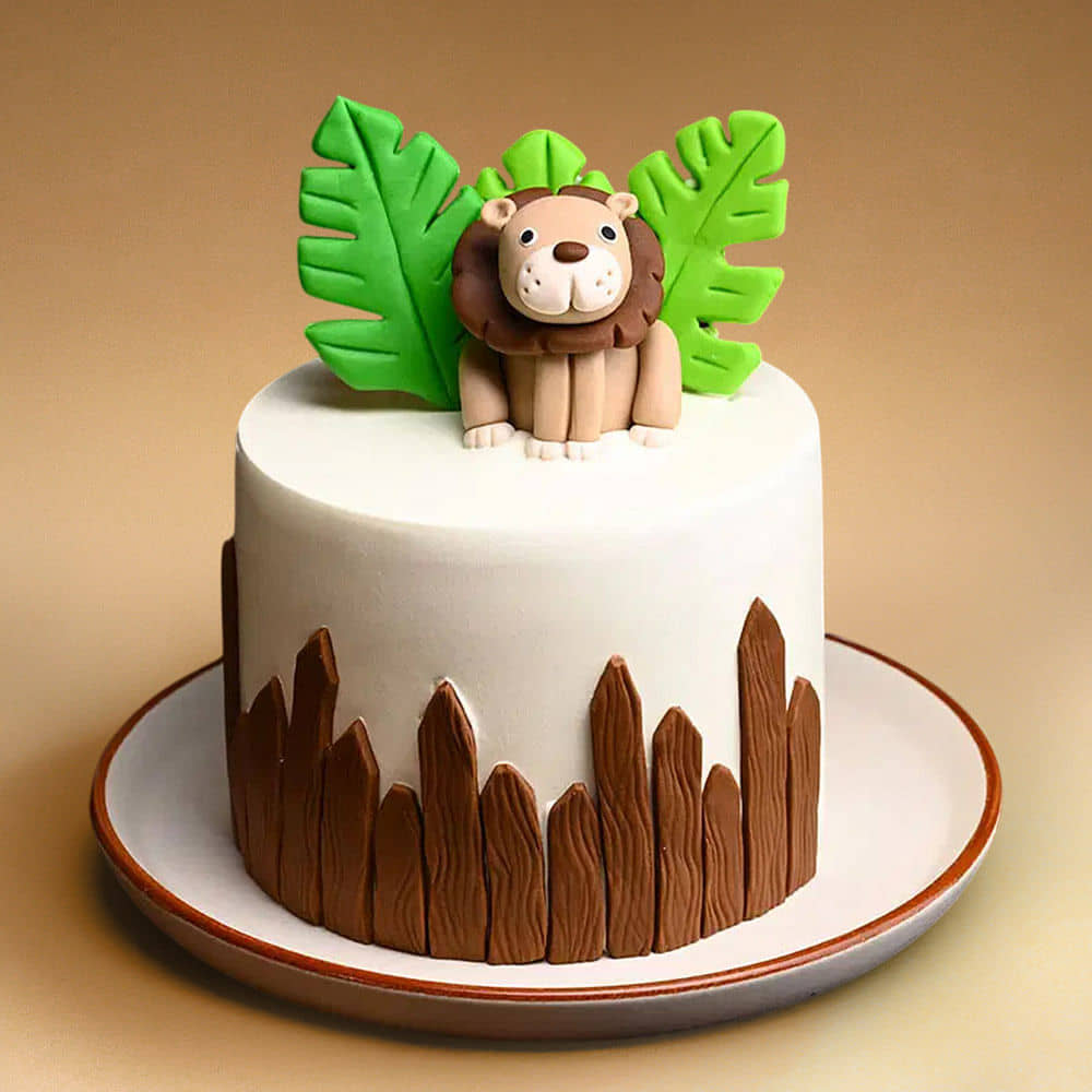 Front View of Jungle Joy Lion Cake Online