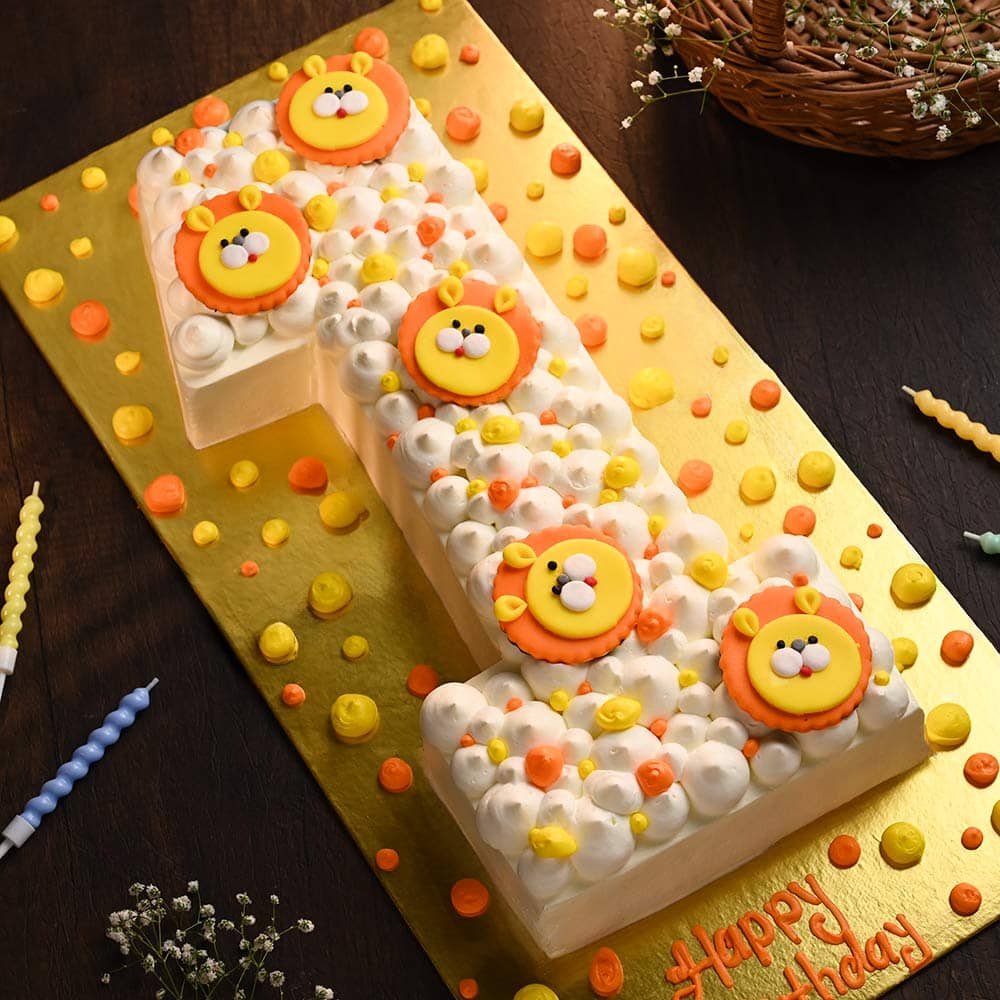 Jungle Lion Number Cake Top View of Jungle Lion Theme Number One Cake