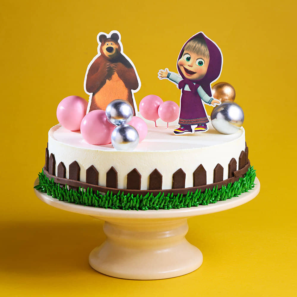 Side View of Masha N Bear Mischief Cake