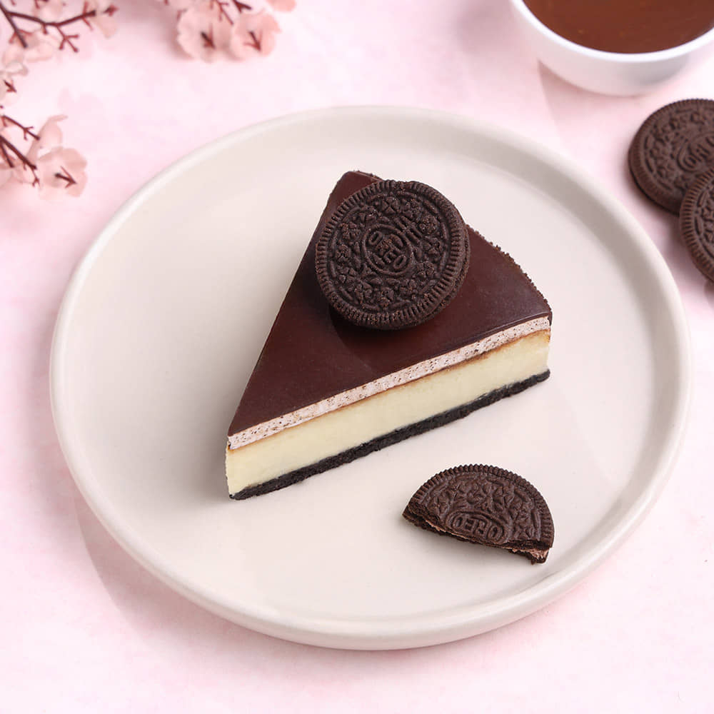 Top View of Classic Oreo Cheesecake Slice