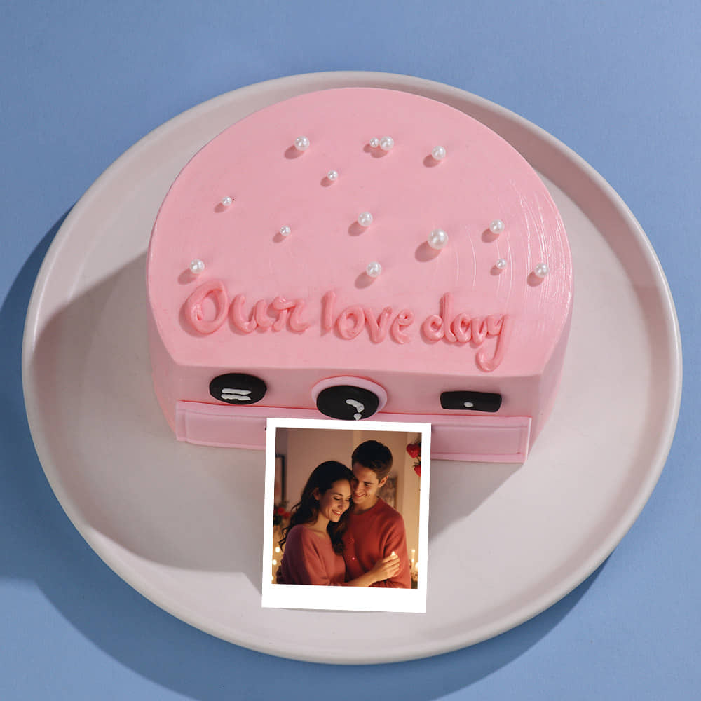 Top View of Our Love Day Camera Cakes