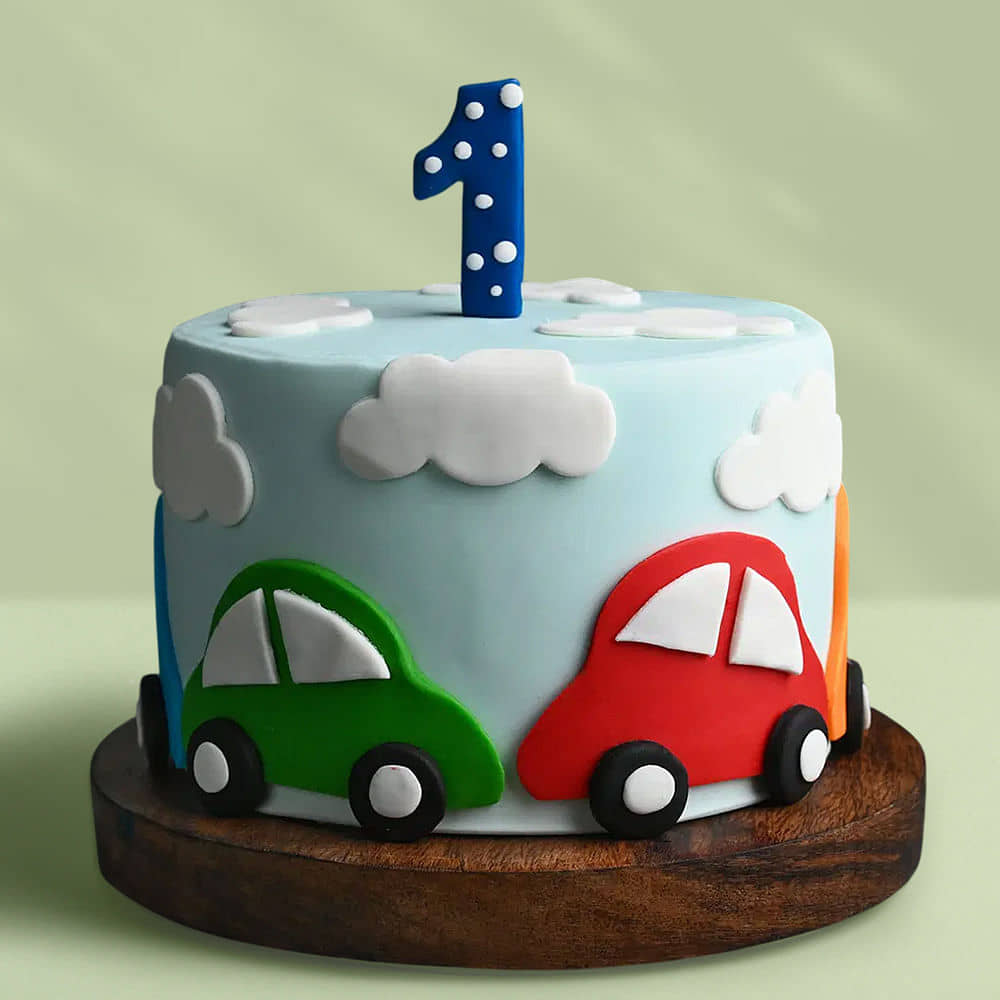 Speedy Wheels Car Cake Zoomed-In View of Playful Car Cake