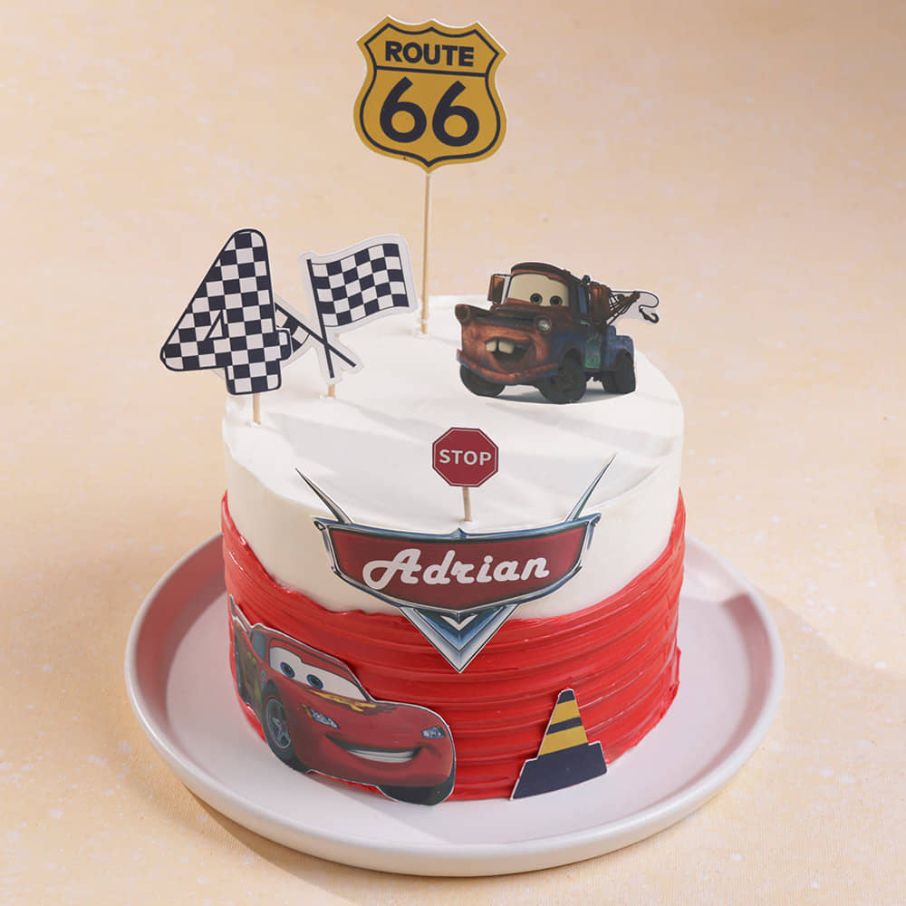 Side View of Racing Fun Car Cake