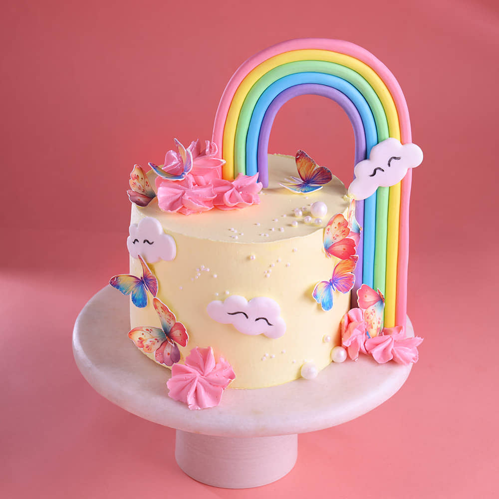 Rainbow Butterfly Birthday Cake