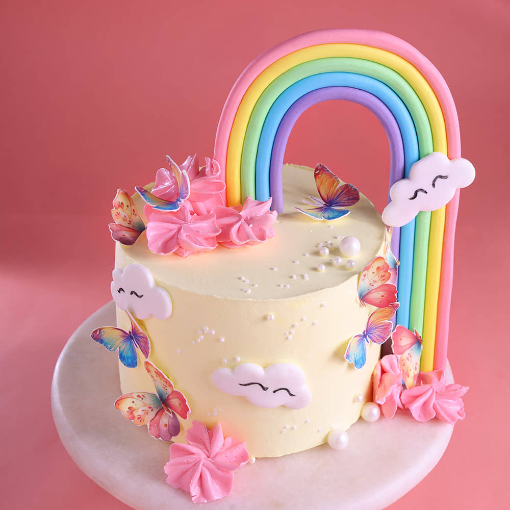 Rainbow Butterfly Birthday Cake for Kids