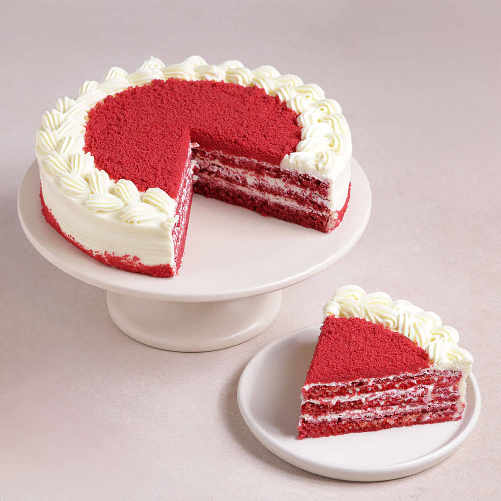 Sliced View of Red Velvet Cake