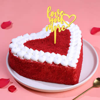 Red Velvet Heart Cake With Love Topper Red Velvet Valentine Heart Shaped Cake