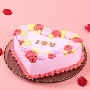 Swirled Romance Heart Cake Heart-Shaped Romantic Anniversary Cake