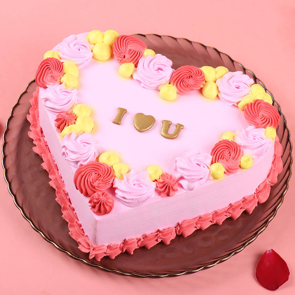 Swirled Romance Heart Cake Top View: Romantic Anniversary Cake
