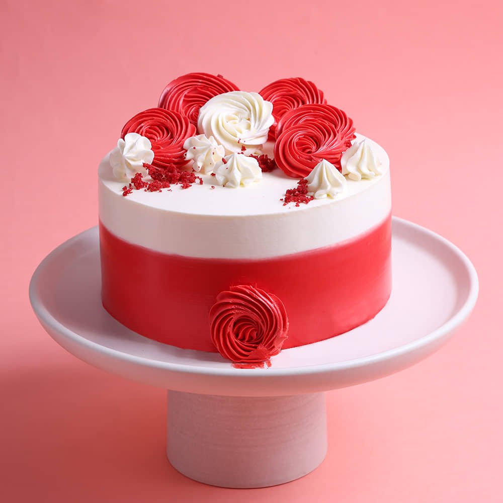 Side View of Scarlet Rose Delight Cake