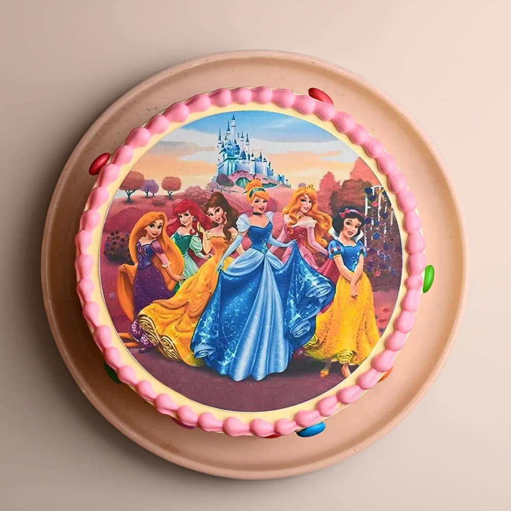 Royal Princesses Theme Cake Top View of Royal Princesses Theme Cake